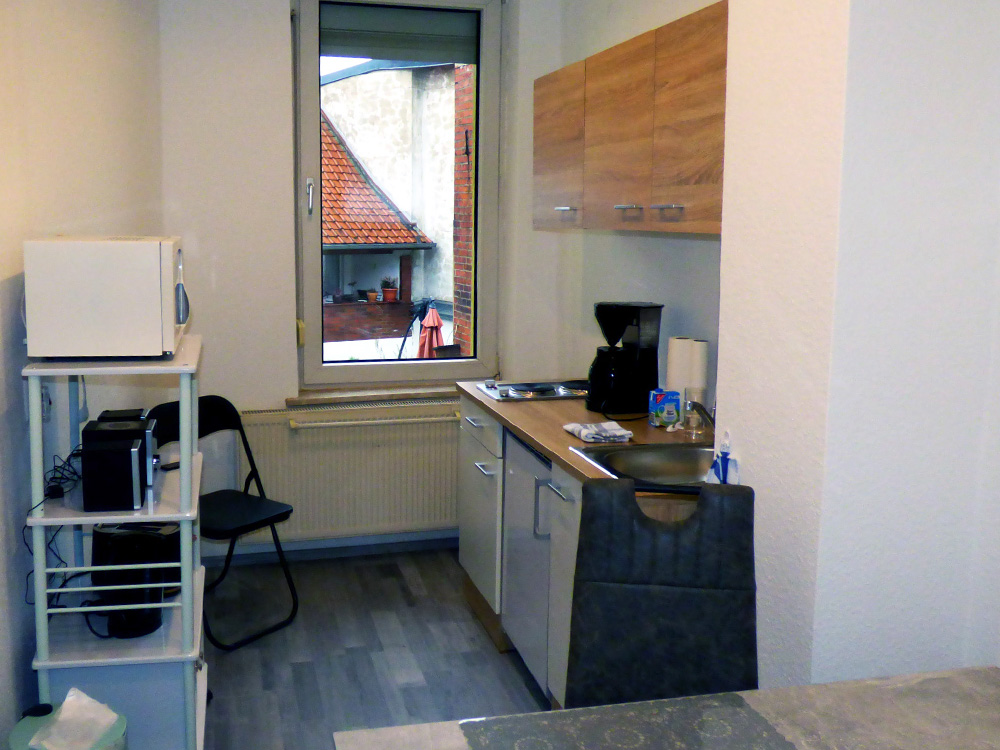 Blick in die Kücher unserer Ferienwohnung in Helmstedt im 2. Obergeschoss